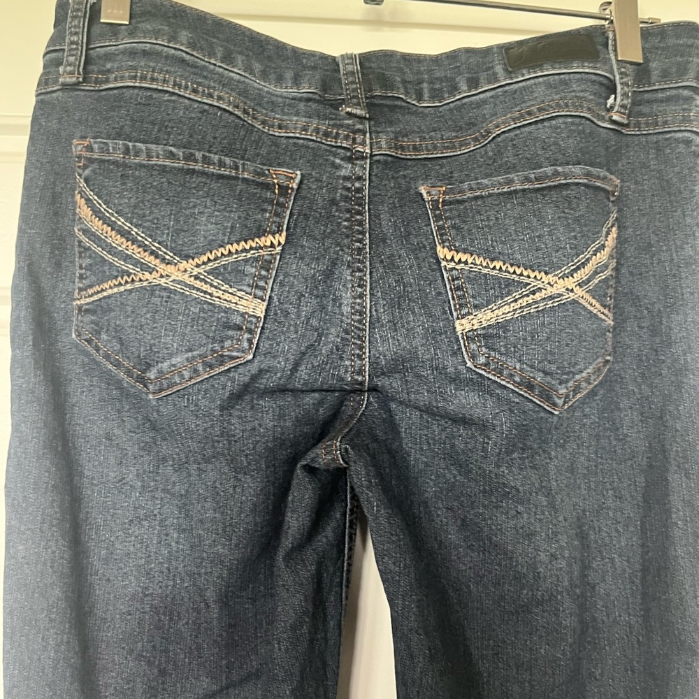 Natural Reflections Blue Straight Leg Jeans with Unique Stitching